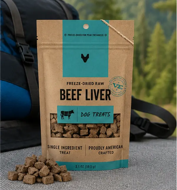 Freeze-Dried Beef Liver Dog Treats, Single-Ingredient Grain-Free Training Bites, Premium Quality, 2.1 oz Bag