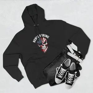 Rebel Wiring Patriotic Skull with Flag Three-Panel Fleece Hoodie