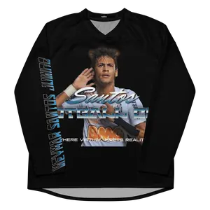 Neymar Long Sleeve Shirt - Black with Neymar Santos Graphic Design - Virtual Meets Reality Text