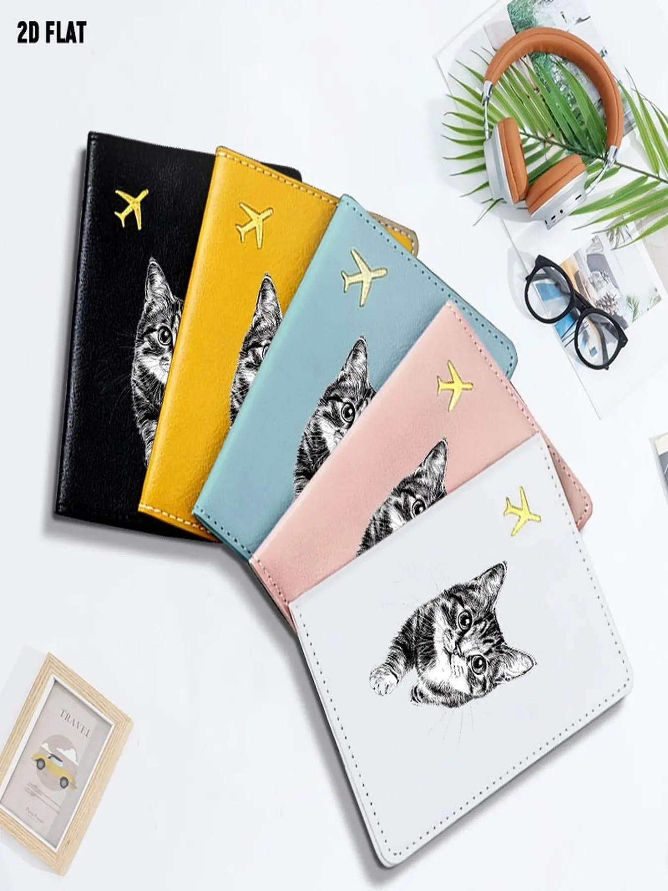 Sketch-style Black-and-white Line Drawing Tabby Kitten Passport Holder, One-size Passport Cover with Multiple Specifications Available, Slim Travel Accessory Perfect for Daily Travel & International Trips