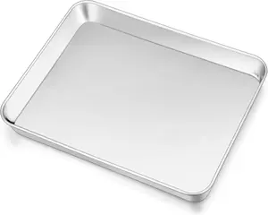 10.4 Inch Baking Sheet Pan, Joyfair Stainless Steel Cookie Sheet Toaster Oven Tray, Professional Bakeware for Cookie/Bacon/Bread, Rolled Rim & Mirror Finish, Rust Resistant & Dishwasher Safe