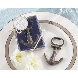 212 MAIN Antique Round Anchor-Shape Pewter-Finish Rope-Detail Metal Compact Nautical Bottle Opener, Wedding Party Favor for Home & Festive Supplies