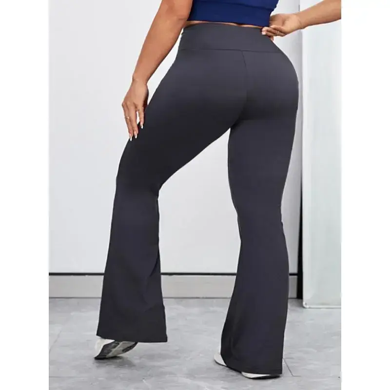 3pcs High Waist Plus Size Women's Sports Leggings, Flared Long Pants in Solid Color, Elasticity for Outdoor Leisure Running 3pcs High Waist Plus Size Women's Sports Leggings, Flared Long Pants in Solid Color, Elasticity for Outdoor Leisure Running
