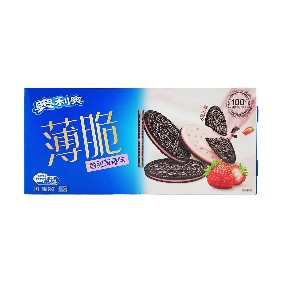 OREO Strawberry Cream Sandwich Cookies, 190g - Classic Chinese Edition Crispy Biscuits OREO Strawberry Cream Sandwich Cookies, 190g - Classic Chinese Edition Crispy Biscuits