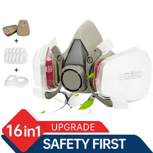 Reusable 16-in-1 Industrial Respirator Mask – Dual Filter Anti-Dust & Gas Protection for Painting, Construction & DIY Work
