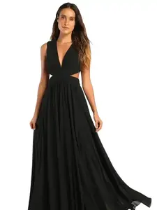 Vivid Imagination Black Cutout Maxi Dress, Multiway Dress, Multi Wrap Dress, Plus Size, Boho Bridesmaids, Fabric Fit Formal Womenswear Chiffon Lilac Pleated Sexy