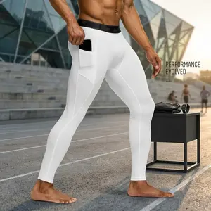 Men's Compression Pants with Pockets - Cool Dry Athletic Workout Running Leggings Tights Breathable Stretch Fabric for Gym Training Sports Fitness Yoga Comfortable Performance Wear
