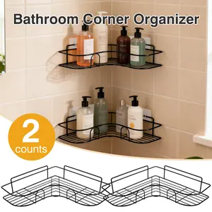 2 Counts Rustproof Bathroom Corner Shower Organizer, Anti-Corrosion Coating, Space-Saving & Convenient Storage Shelf