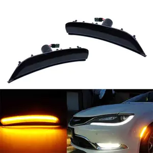 2PCS Smoked Lens Amber LED Side Markers Corner Indicator Light For Chrysler 200 2015 2016 2017 Replace OEM # 68206449AA, 68206450AA