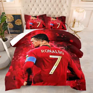 C Ronaldo Themed Printed Comforter Set, Soft Bedding Set, Including 1/2 Pillowcase (Excluding Core), Personalized Gift Highlighting Football Culture & Sports Atmosphere, Warm, Comfortable, Soft & Durable, Suitable for Bedrooms & Guest Rooms