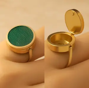 Trendy Jewellery Accessories Vintage Hidden Compartment Ring Multifunction Storage for Lip Balm Pills Essential Oils Lipstick Gold Plated Elegance Practical Stylish Valentine's Day gift