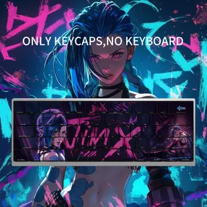 Customize Your Keyboard with Jinx Themed 108 Keycaps - Full Set for Gaming Mechanical Keyboards, Compatible with 100% 96% 87% 84% 68% 64% 61% 60% Layouts