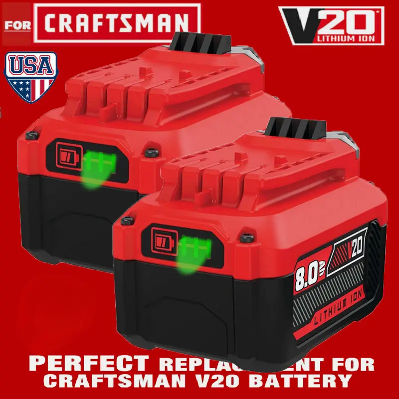 New 2PACK For Craftsman V20 20 Volt MAX 8.0Ah Li-ion Battery CMCB204 CMCB202 CMCB20 New 2PACK For Craftsman V20 20 Volt MAX 8.0Ah Li-ion Battery CMCB204 CMCB202 CMCB20