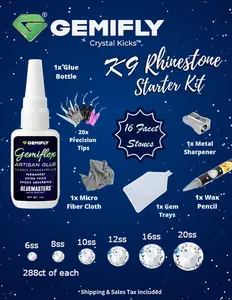 GEMIFLY DIY Rhinestone Starter Kit - 16 Facet K9 Graded
