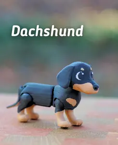 Flexi Dachshund Dog – 3D Printed Poseable Wiener Dog Desk Toy– Dachshund Lover Gift