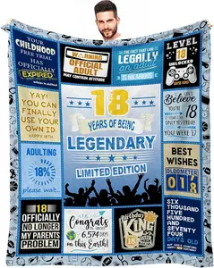 18th Birthday Gifts for Boy, 18 Year Old Boy Birthday Gifts, Gifts for 18 Year Old Boy, Gifts for 18 Year Old Male, Gifts for Turning 18, 18th Birthday Gifts for Son Blanket 60x50 Inch
