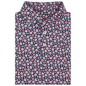 The Azalea Fleet Navy Pattern Golf Polo Shirt Short Sleeve Print Menswear Lightweight Retro