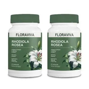 Floraviva Rhodiola Rosea Capsules 500mg - Natural Adaptogen Supplement for Stress Support, Mental Focus & Energy - Non-GMO (60 Capsules)