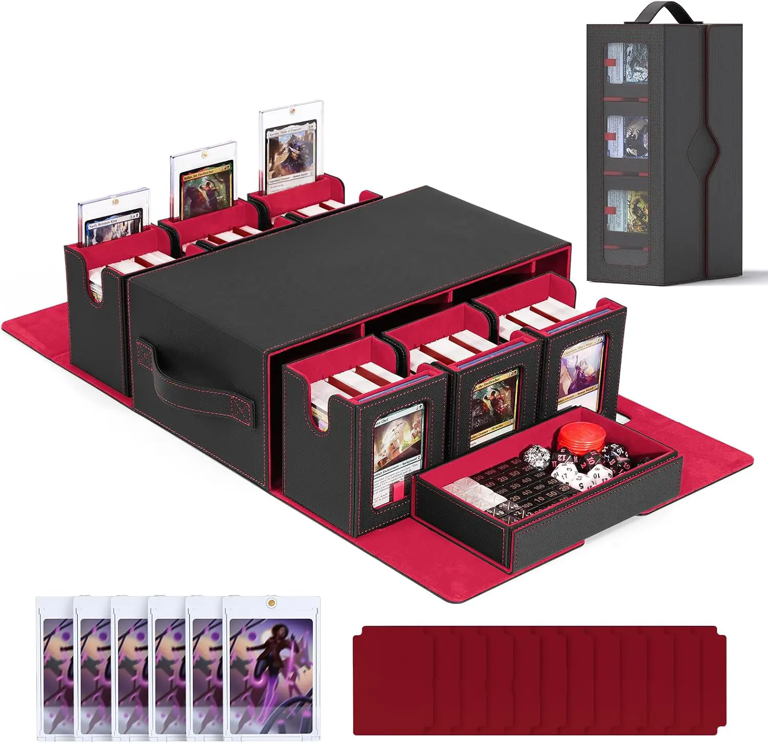 3500+ Trading Card Storage Box with Commander Display Deck Case-Removable Lid,2Card Deck Box for MTG TCG Sports Card