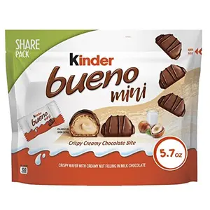 Kinder Bueno Mini, Milk Chocolate and Hazelnut Cream, Individually Wrapped Chocolate Bars, Share Size, 5.7 oz