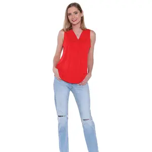 Sleeveless V-Neck Loose Fit Top