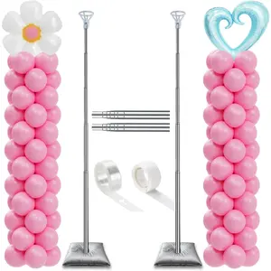 DECOJOY Balloon Column Stand Set of 2, Adjustable 7 Feet Ballon Arch Stands with Bases for Floor, Tall Baloon Tower Pillar Assembly Kit for Halloween, Birthday, Party Decorations