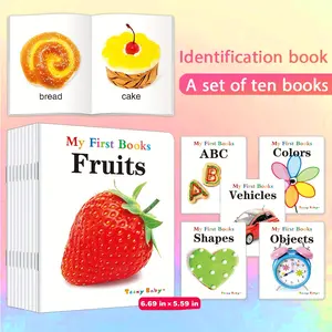 Teeny Baby Early Education Books Set, 10 Real Picture Cognitive Books for 3 Year Olds, Preschool Learning Book, Color Shapes Abc Learning Toys