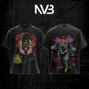 [Collection] Cyclops Scott Summers X-Men Superhero Movie TV Series Graphic T-Shirt, Soft Heavyweight Cotton Faded Black Tee, Mutant Leader Double Printed Graphic Design Top, Minimalist Logo Oversized Grunge Y2K Apparel, Gifts For Him Her