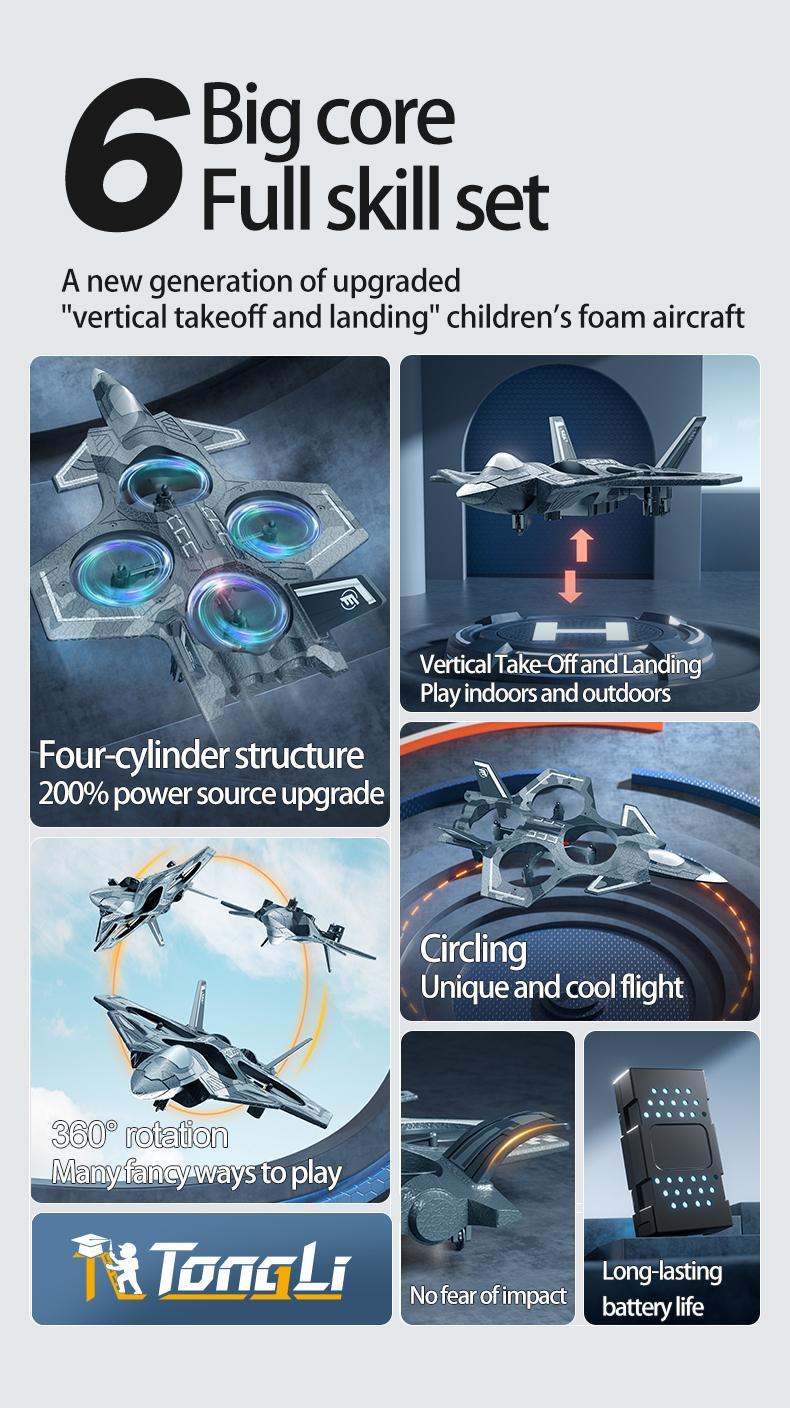 Children's remote control airplanes fixed-wing gliders aerial photography airplanes foam remote control airplanes crash-resistant foam airplanes simple drones suitable for children aged 8-12 Christmas Halloween Thanksgiving gift TongLi