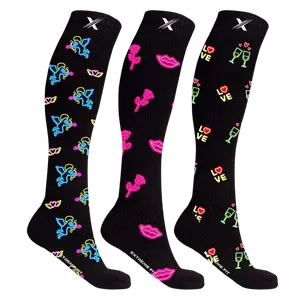 Extreme Fit Knee-High Support Socks with Neon Prints (3-Pairs) - Moisture-Wicking & Comfort Fit Breathable Fabric
