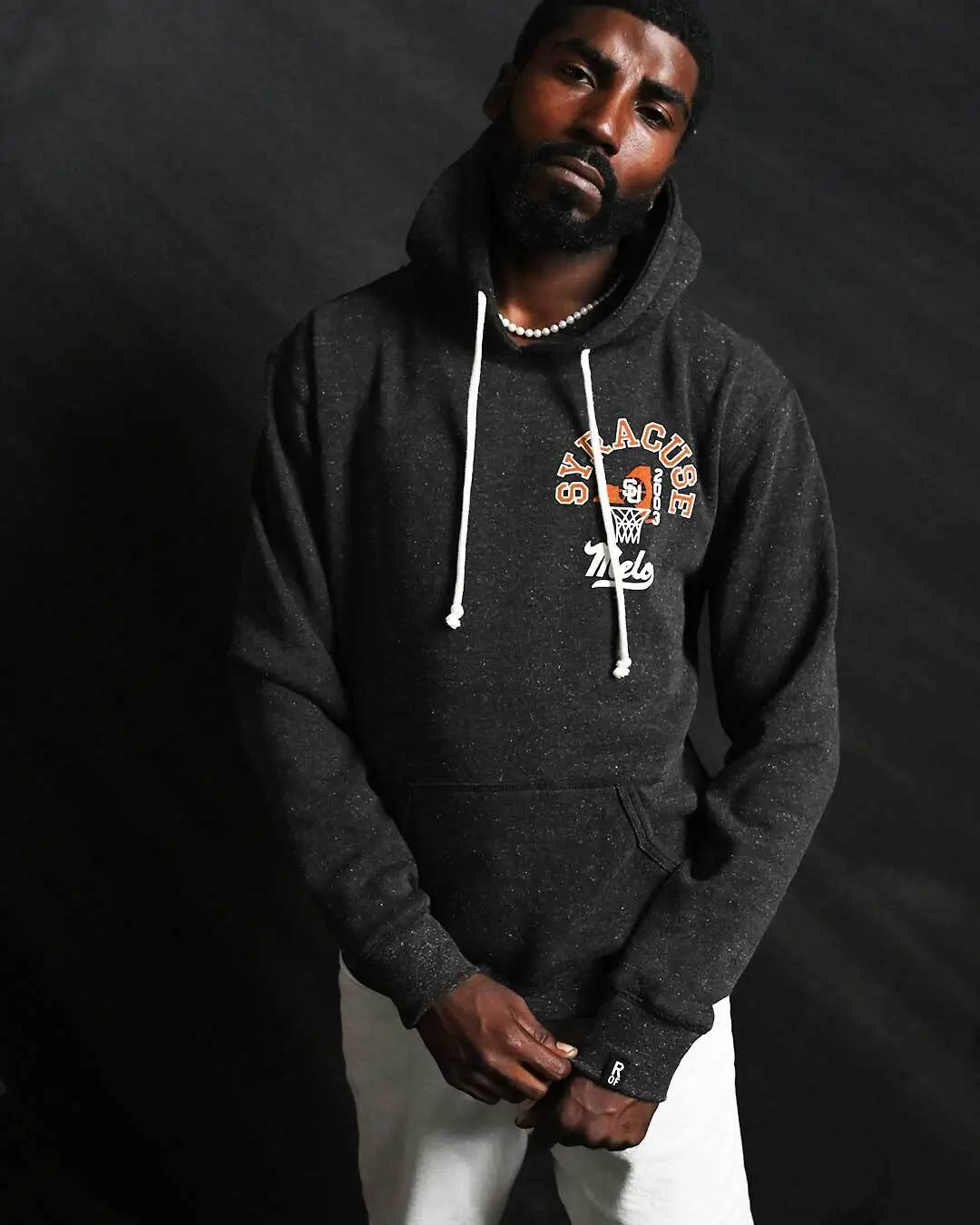 Men's Syracuse-Melo '03 Black PO Hoody - Long-Sleeve Casual Fleece Sweatshirt, Men's Tops & Hoodies, Tri-Blend, Celebrity Image Graphic Men's Hoodies