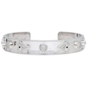 Goddaughters Sterling Angel Eyes Moonstone & Sapphire Cuff