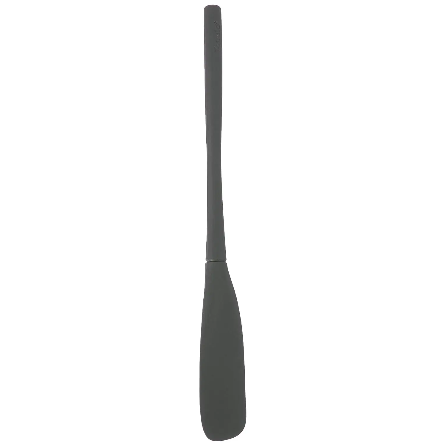 Tovolo Flex-Core All-Silicone Long-Handled Jar Scraper Spatula, Angled Turner Head, Kitchen Tool With Flat Back & Curved Front For Scooping & Scraping, Charcoal