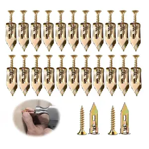 100 Pcs Self Drilling Drywall Anchors with Screws - 50 Sheetrock Anchors (0.47x1.18 Inch) & 50 Zinc Expansion Screws, Upgraded Zinc Plated Steel Hollow Wall Anchors, No Drill/Holes in Wall