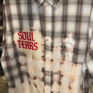 Soul Tears Hand-Bleached Vintage Flannel – One-of-One Distressed Plaid Shirt (XL)