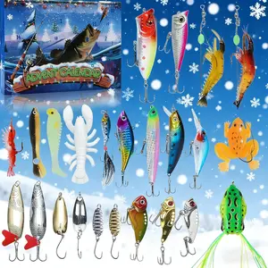 Fishing Advent Calendar 2025, 24 Days Christmas Countdown Fishing Lures Tackle Set, Xmas Surprise Fish Bait Gifts for Fishing Lover Adult Men Boy Teen Father Anglers Husband