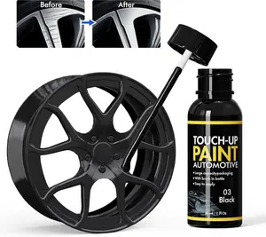 Gloss Black Rim Touch Up Paint, Automotive Touch Up Paint Bottles with Brush, Car Wheel Scratch Repair Touch Up Paint, Quick and Easy Fix Rim Scratches, Chips, Curb Rashes and Surface Damage