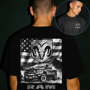 Dodge Ram Truck America Flag T-shirt Sweatshirt Hoodie 2 Sided Gift for Car Lovers Shirt