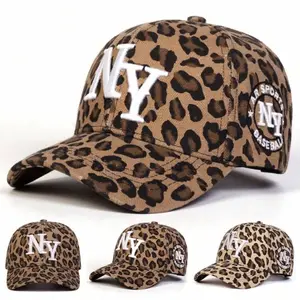 Leopard Print NY Baseball Cap for Men and Women