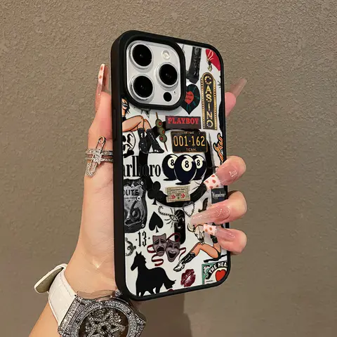 Magnetic MagSafe-Ready Smartphone Case Cover for iPhone 11/12/13/14/15/16/17/18 Pro Max, Retro Cool Collage Aesthetic Protector, Ultra-Thin Light Shockproof Resistance Accessory for Girls