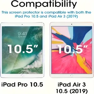 2-piece set suitable for iPad Pro 10.5-inch ultra-thin hard screen protector, scratch resistant and smooth HD easy to stick with cleaning tool, easy to install on iPad Air 3 10.5 tablet screen