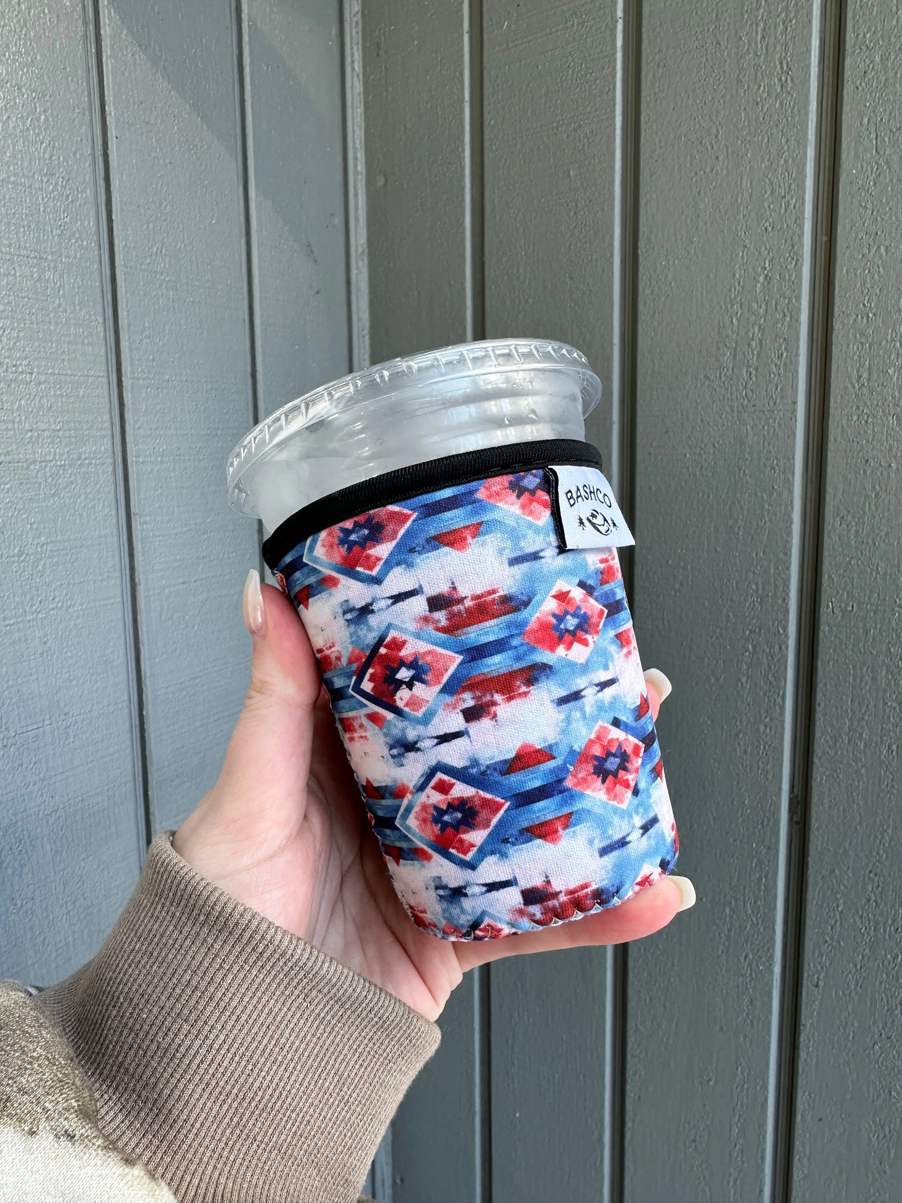 Blue Southwest Patterned Beverage Coffee Sleeve - Kitchenware Drinkware Accessory for 16-18oz Small, 20-24oz Medium Cups (Buy 1 Get 1 Half Off, Ideal for Hot Days), Koozie Drinkware Accessories, 16-24Oz