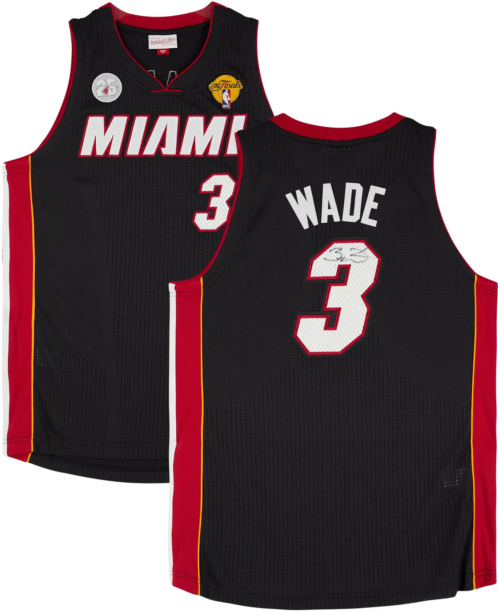 Dwyane Wade Miami Heat Autographed Black Mitchell & Ness 2012-2013 Authentic Jersey with 25th Anniversary and NBA Finals Patches - Fanatics Authentic Certified