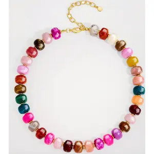 Chunky resin beaded choker necklace for women boho colorful acrylic statement jewelry chunky necklace