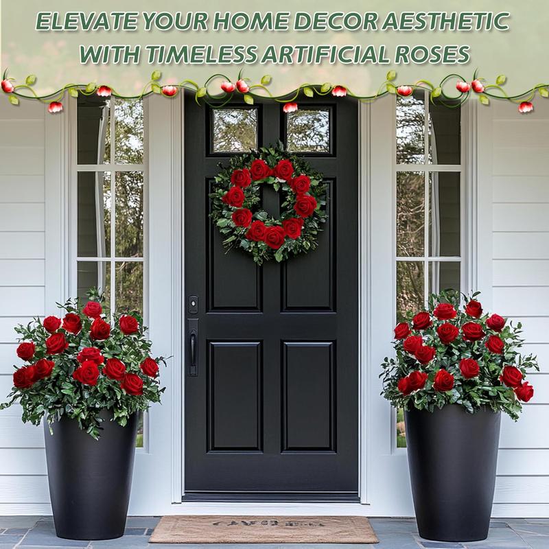 AnYa 12/24/48 pcs Artificial Rose Howers LongStem Fake Silk Roses for DIY Wedding Bouquet Table Centerpiece HomeDecor, Realistic Silk White Roses, Suitable for Valentine’s Day, Mother’s Day, Halloween, Christmas, Floral Arrangements & Home Decor