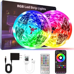 Lights for Bedroom 200 FT (2 Rolls 100 FT), with Remote and Application Control RGB Color Changing Light Strip, Music Synchronization, Used for Room, Family, Party Decoration