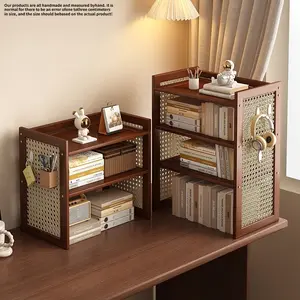 High-End Large Bamboo Display Storage Rack, 35cm Wide Space-Saving Bookshelf, Cup Holder, Durable Material, Ideal for Living Room, Kitchen, Tea Room