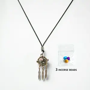 Openable Hollow-out Dreamcatcher Locket: Adjustable Chain Length, 3 Free Botanical Scent Beads Included for Stress Relief & Holding Small Mementos Statement Piece Necklace