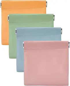 4 Pcs Small Pocket Cosmetic Bag for Purse, Mini Waterproof Lambskin Portable Makeup Bag, Pretty Cute Coin Pouches Lipstick Storage Organizer for Cosmetics Headphones Jewelry