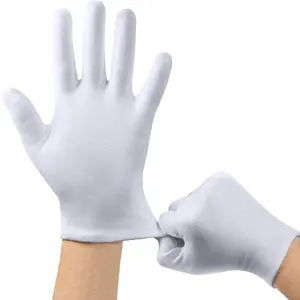 10 Pairs White Cotton Gloves Washable Stretch Material for Men Women, For Eczema Moisturizing Dry Hands Sleeping